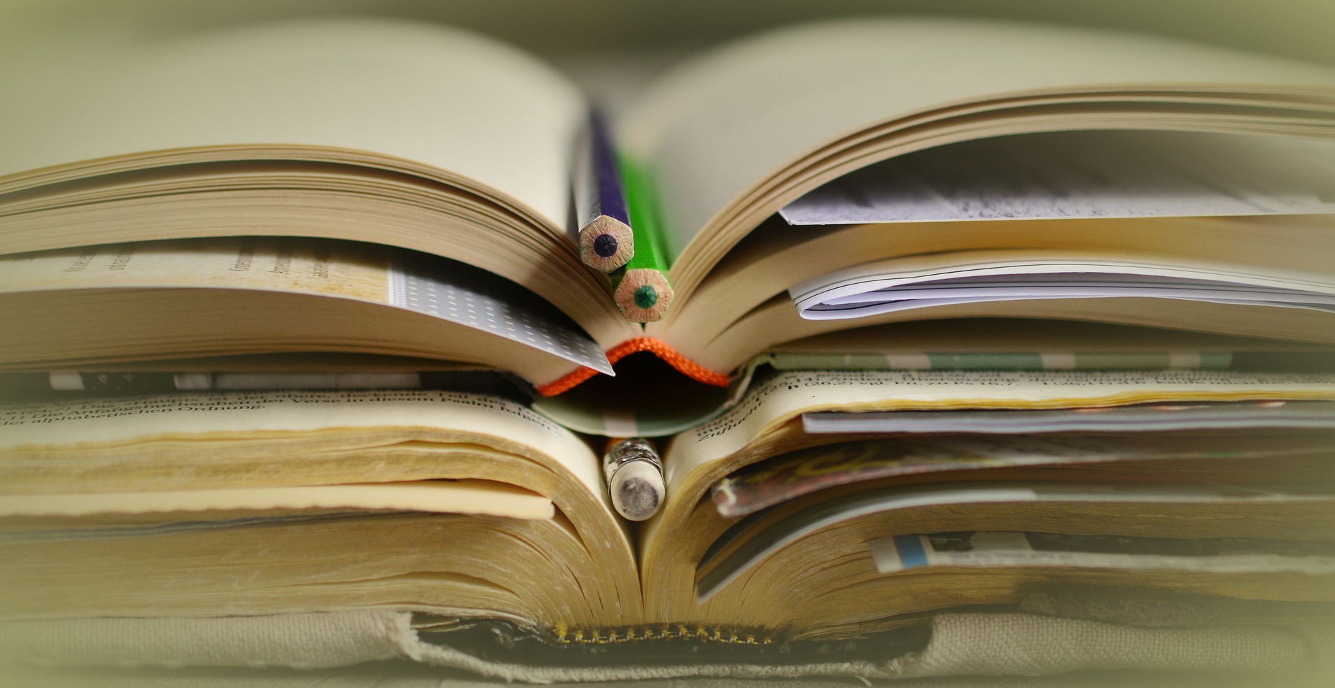 Study Books Open With Pencils